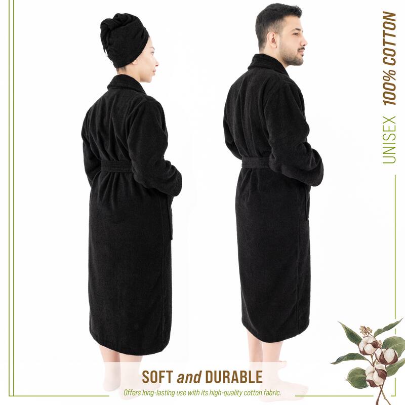 100% Cotton Robes for Women and Men, Soft Lightweight Unisex Couple Turkish Bathrobes