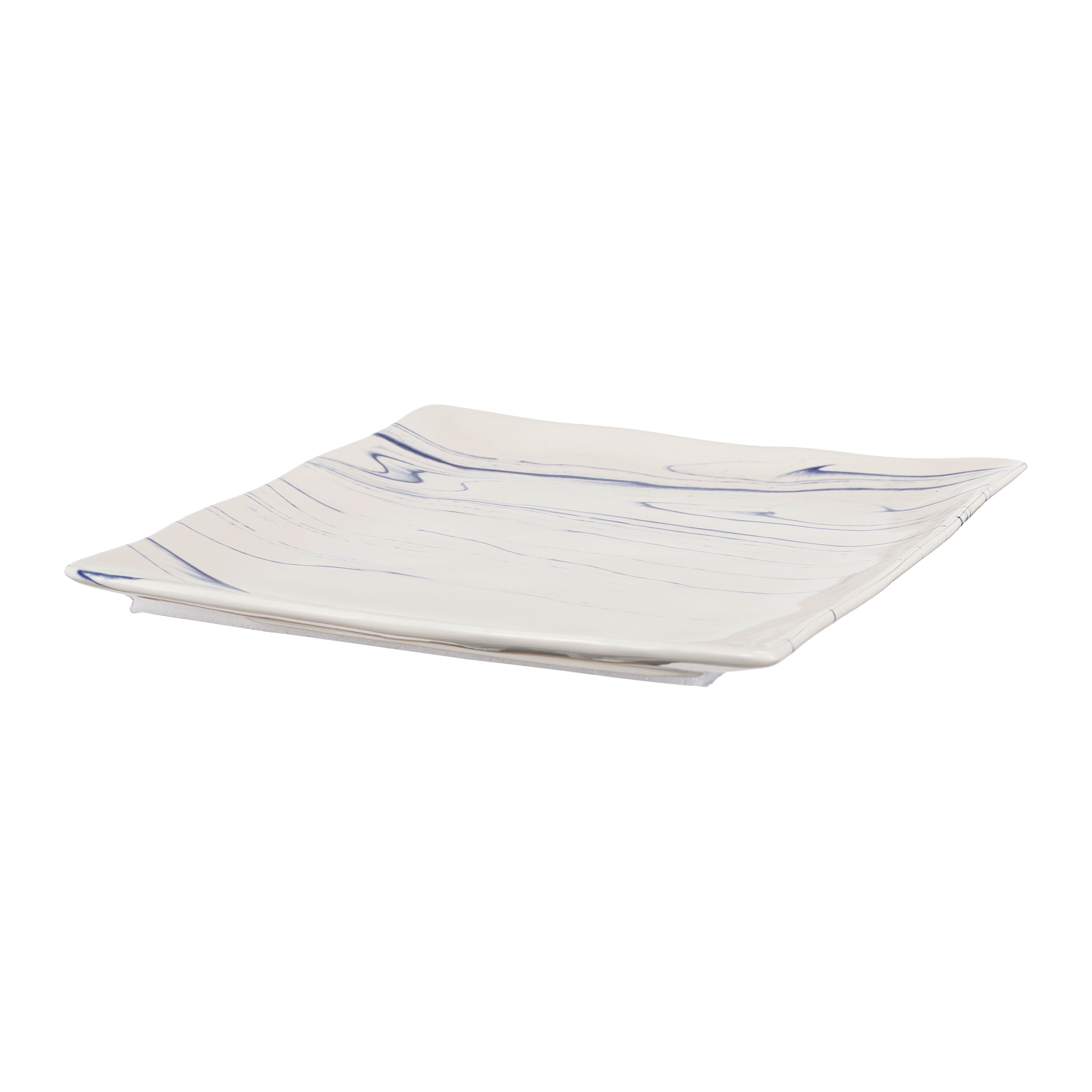 A&B Home 10-inch White and Blue Artist Fare Dinner Plate