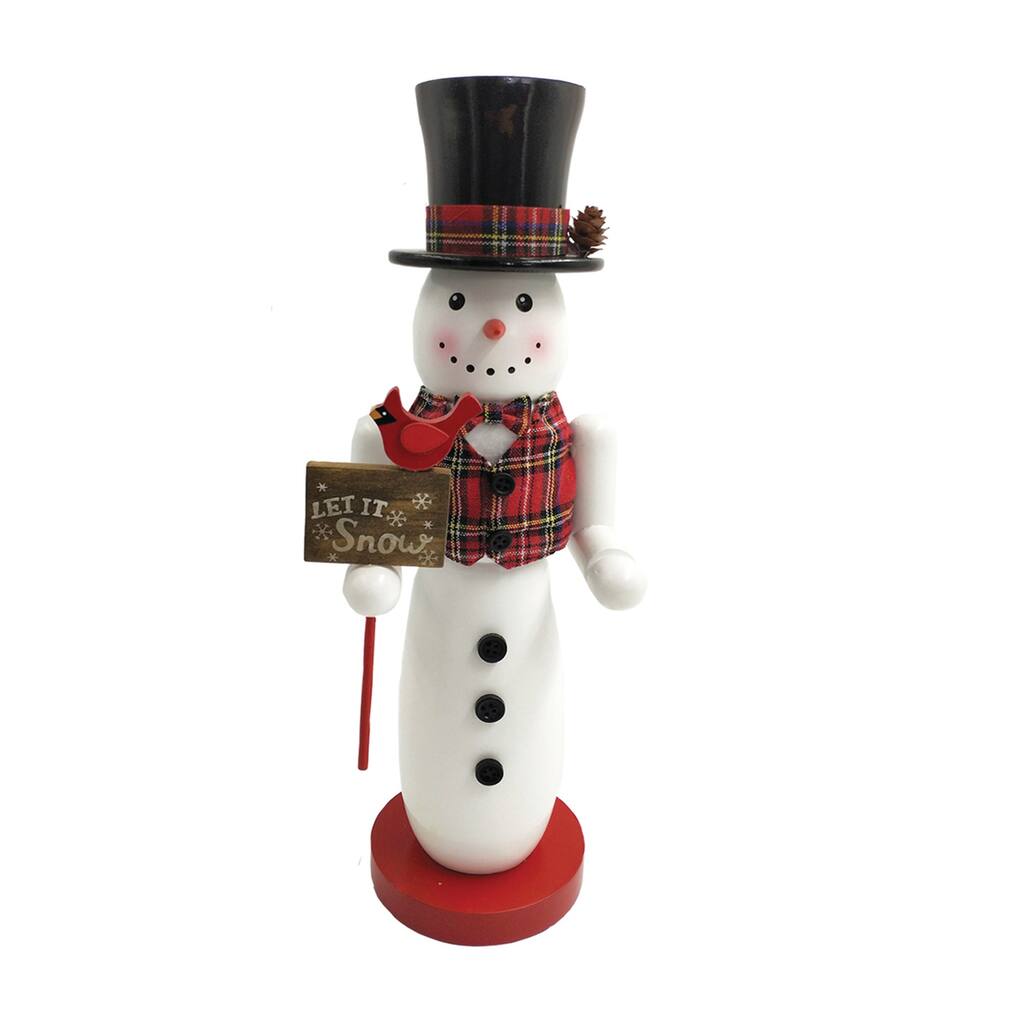 14 inch Snowman Nutcracker - white