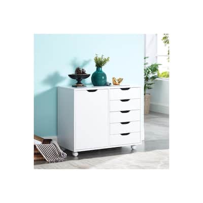 Sleek Modern Drawer Dresser Storage Cabinet with Grooved Drawer Pulls, Multipurpose Office File Storage Cabinet