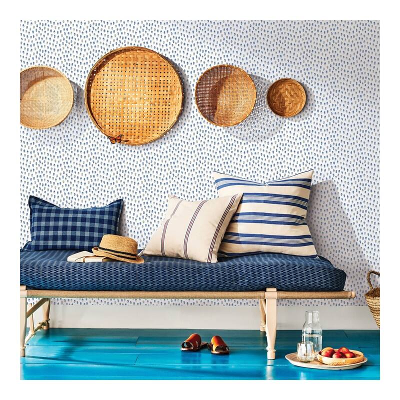 Chesapeake Sand Drips Blue Painted Dots Wallpaper - 20.5 x 396 x 0.025