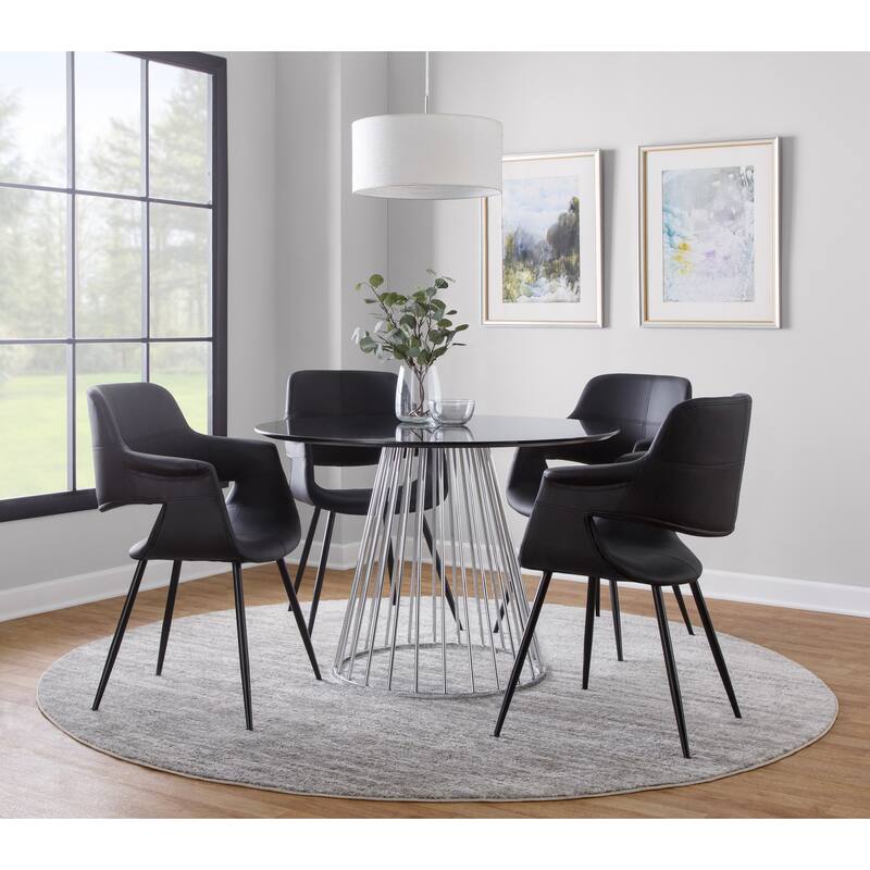 Silver Orchid Fauske Upholstered Chair with Metal Legs - Set of 2