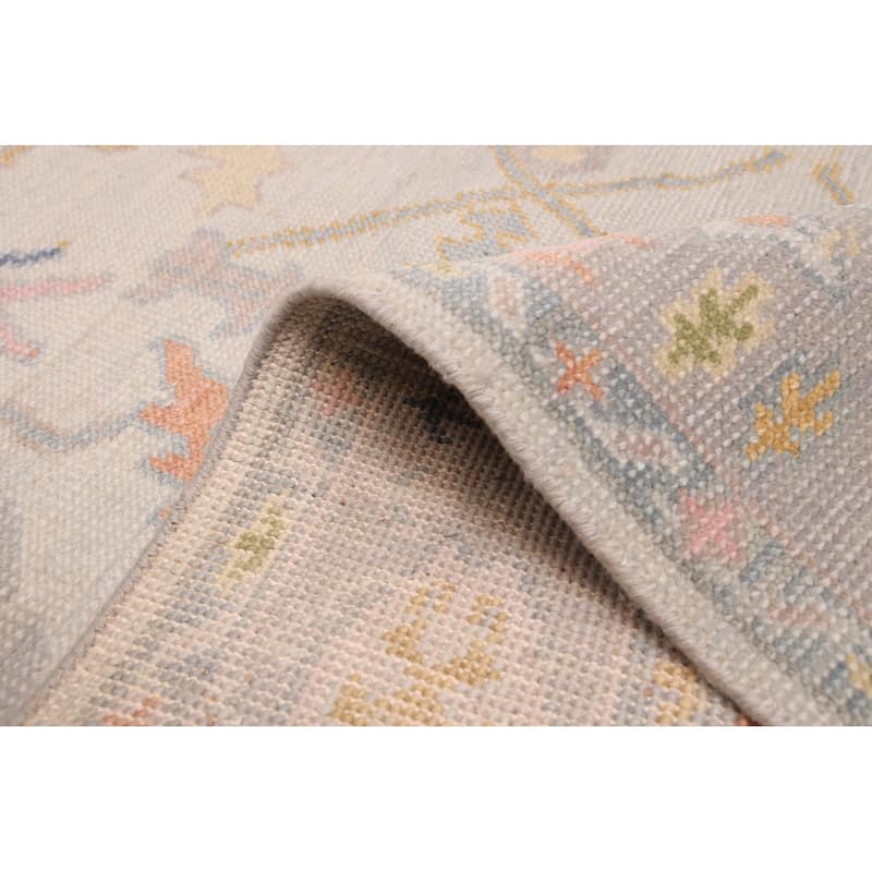 ECARPETGALLERY Hand-knotted Modern Oushak Light Grey Wool Rug - 5'0 x 7'0