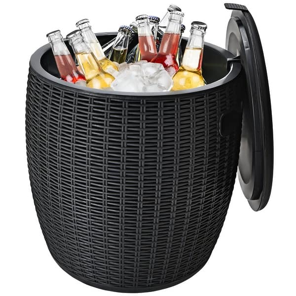 slide 2 of 19, Gymax 9.5-Gal Patio Ice Cooler Bucket Cool Bar Table Cocktail Side - 16'' x 17''