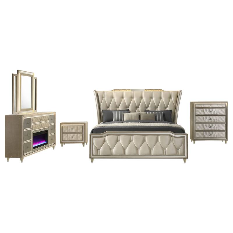 Lorient Bedroom Set Ivory and Camel