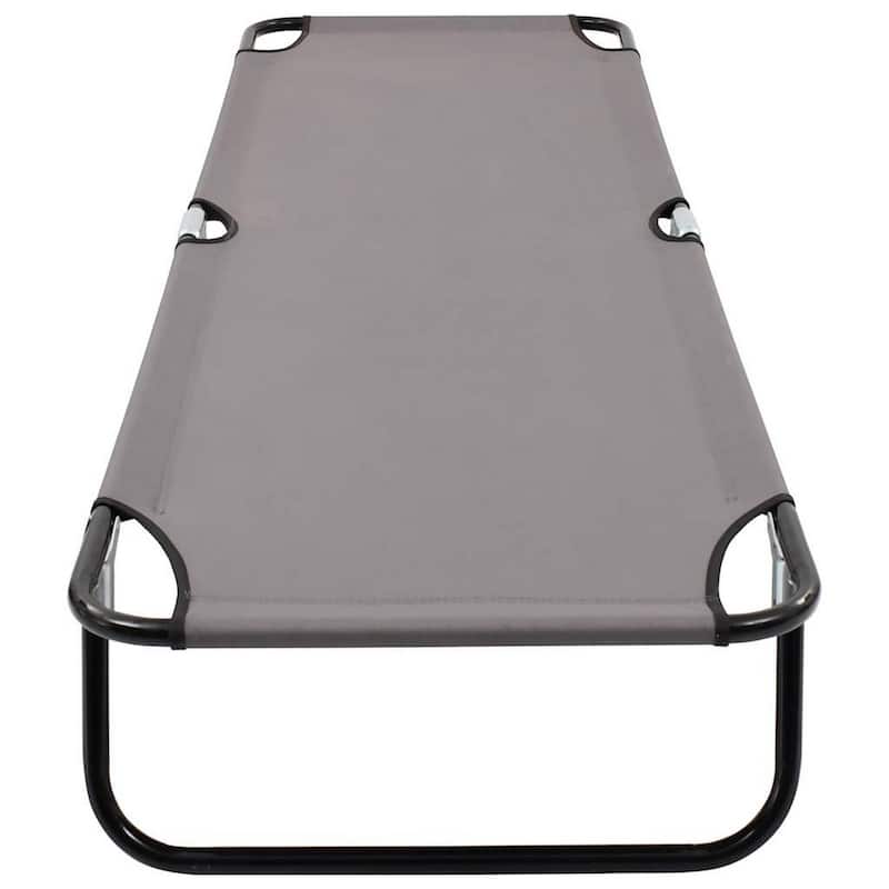 Zena Outdoor Lounger Sunbed, Gray Fabric, 75 Inch Foldable Steel Frame