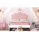preview thumbnail 11 of 14, Twin Size Upholstered Platform Bed with Crown Headboard, 2 Storage Drawers, and Footboard for Kids Room