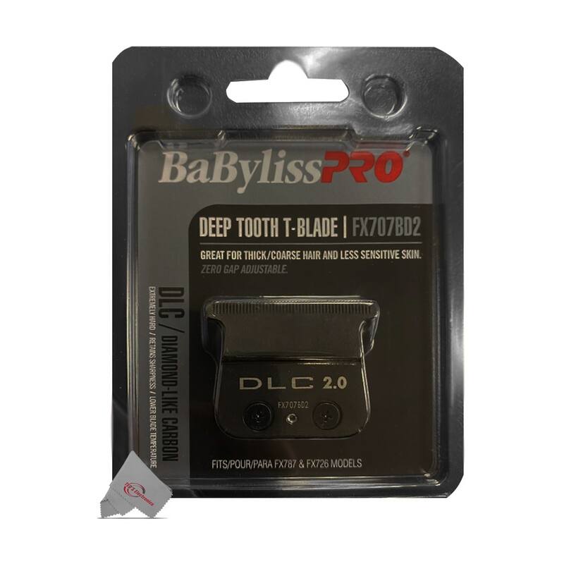 Babyliss Pro FX707BD2 DLC 2.0MM Deep Tooth T-Blade + Fade Brush BPFADEB + 9" Clipper Comb
