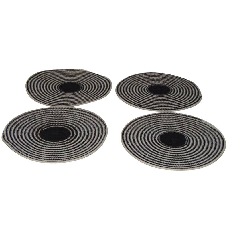 Set of 4 Natural & Black Cotton Woven Placemats -A