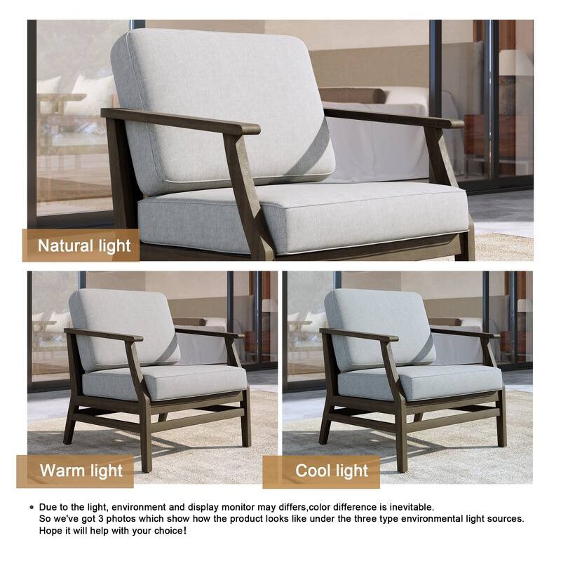 Outdoor Teak Wood Club Chairs with Cushions (Set of 2)