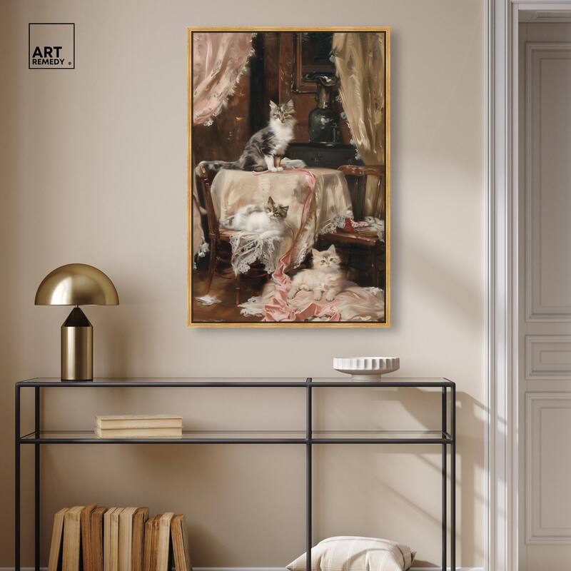 Kittens at the Table Canvas by Art Remedy