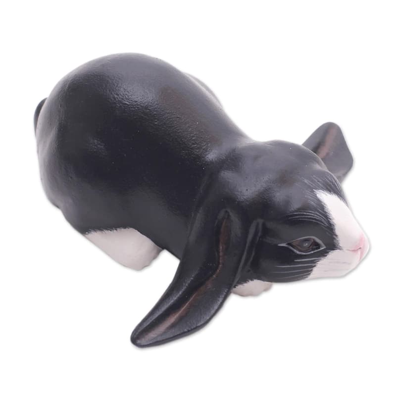 Novica Handmade Lop-Eared Dutch Bunny Wood Sculpture