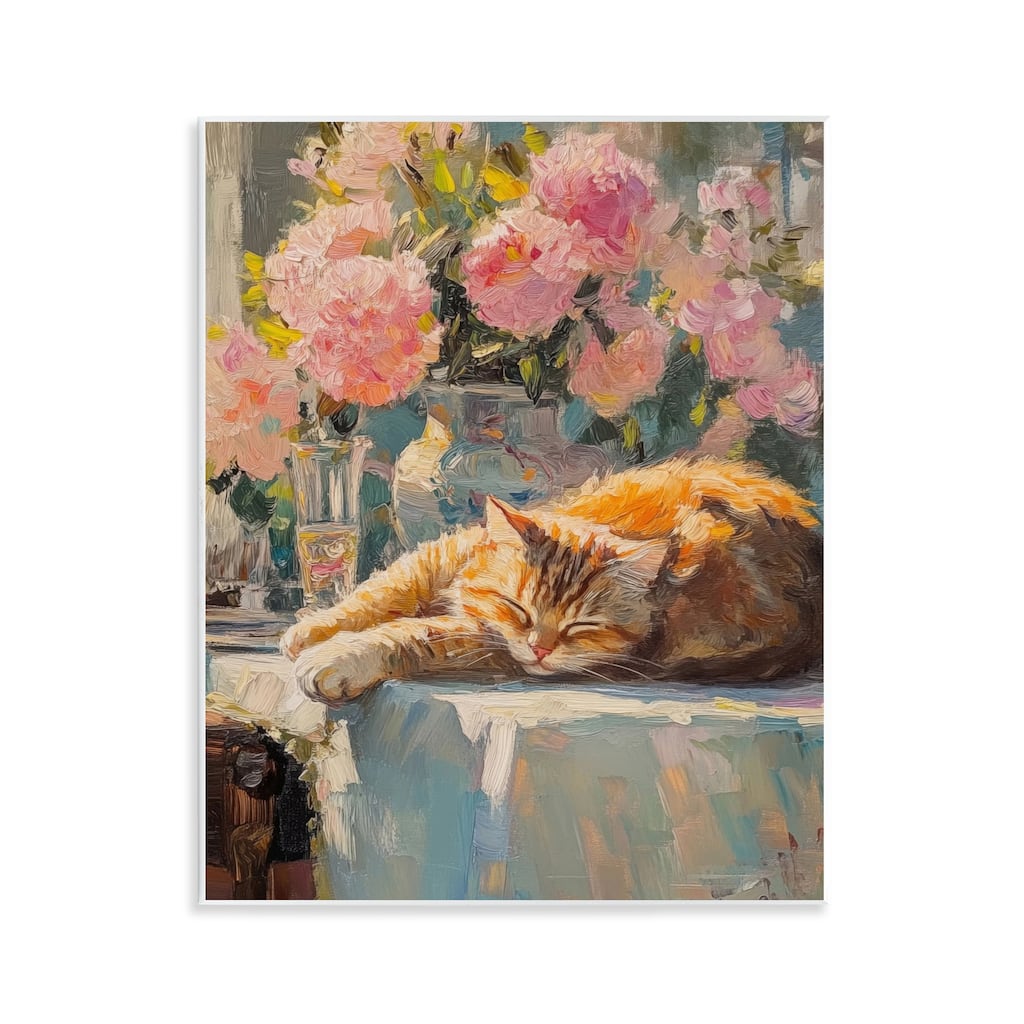 Stupell Orange Cat Resting Wall Plaque Art Design By Nini Art