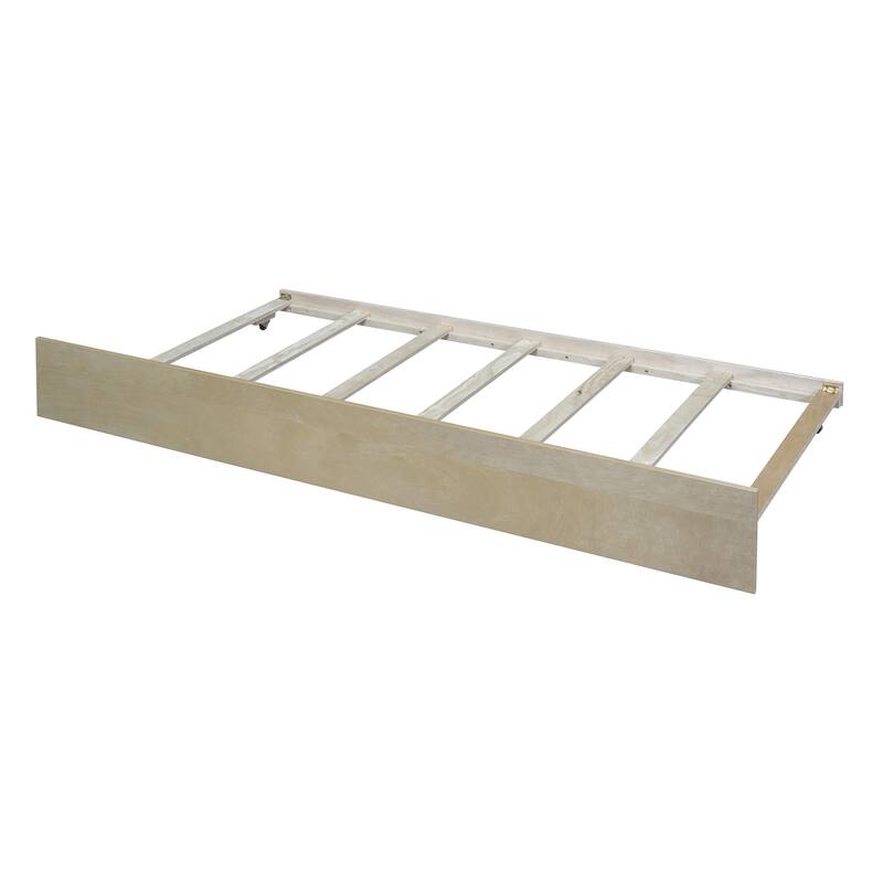 Twin Size Wood Daybed with Trundle and Safety Guardrails, Natural Finish