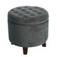 preview thumbnail 16 of 22, HomePop Velvet Round Storage Ottoman Gunmetal