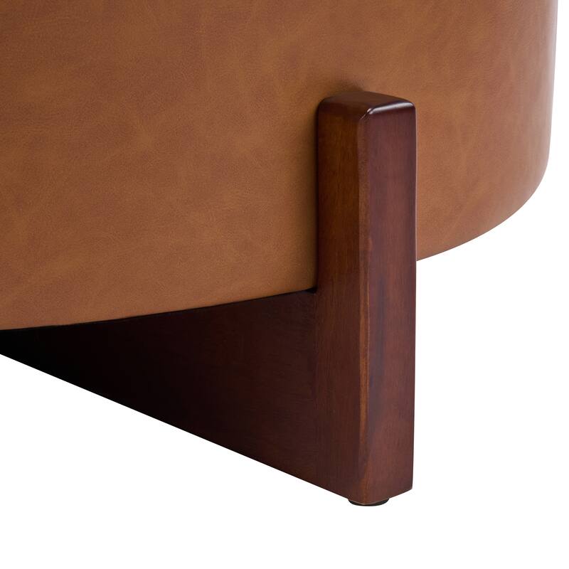 Christopher Knight Home - Mollet Mid-Century 32.28" Upholstered Tufted Round Hidden Storage Ottoman with Reversible Wood Lid