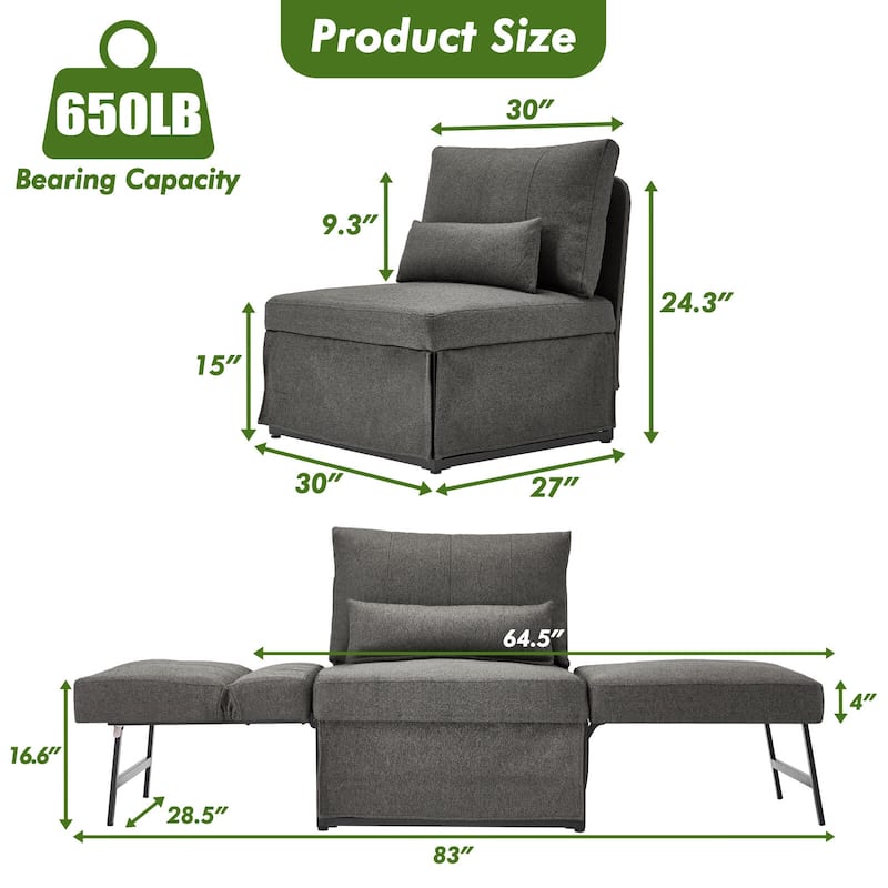 5-in-1 Convertible Multi-fuction Sofa Chair Bed Sleeper