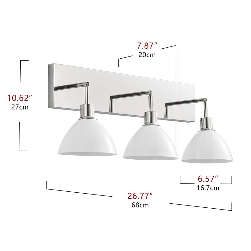 Modern 3-Light Bathroom Vanity Light Over Mirror with White Shades
