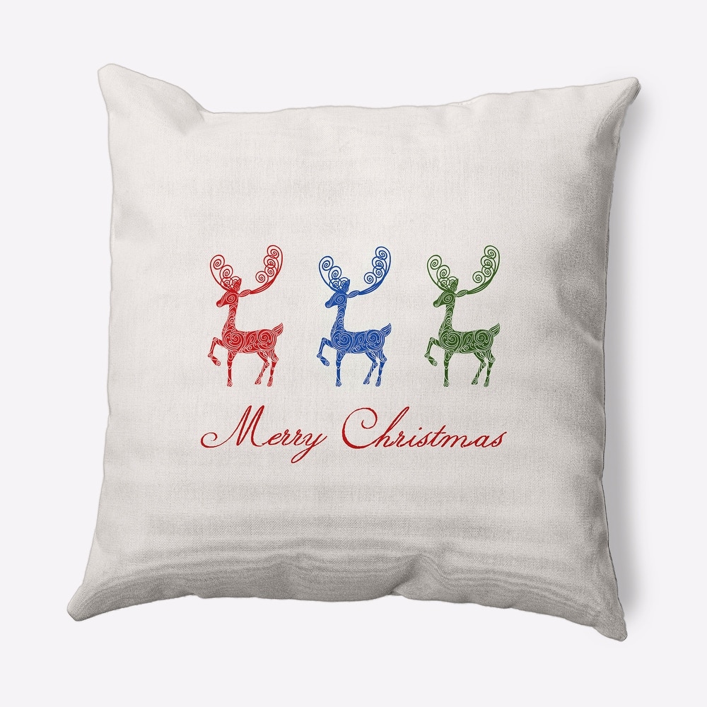 Merry Christmas Reindeer Decorative Throw Pillow