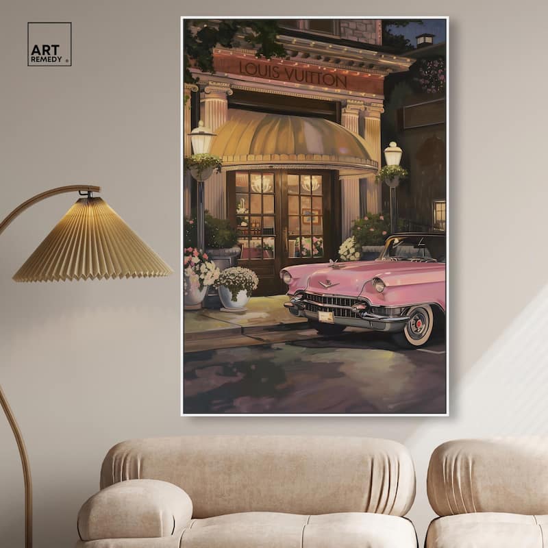 Classic Car Store Visit Canvas by Art Remedy