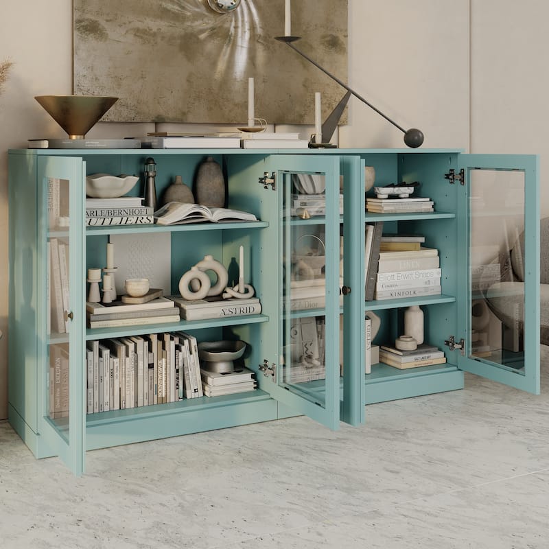 100% Solid Wood Sideboard with Glass or Solid Wood Doors by Palace Imports - 64" x 35.75"