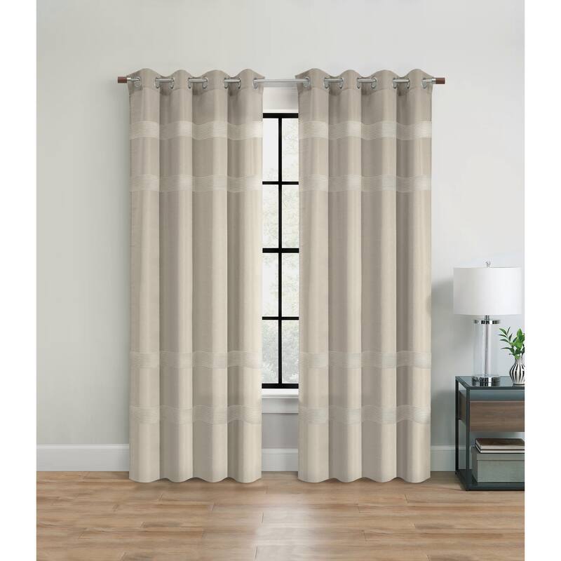 Phoebe Light Filtering Grommet Curtain Panel - Taupe - 52" x 95"