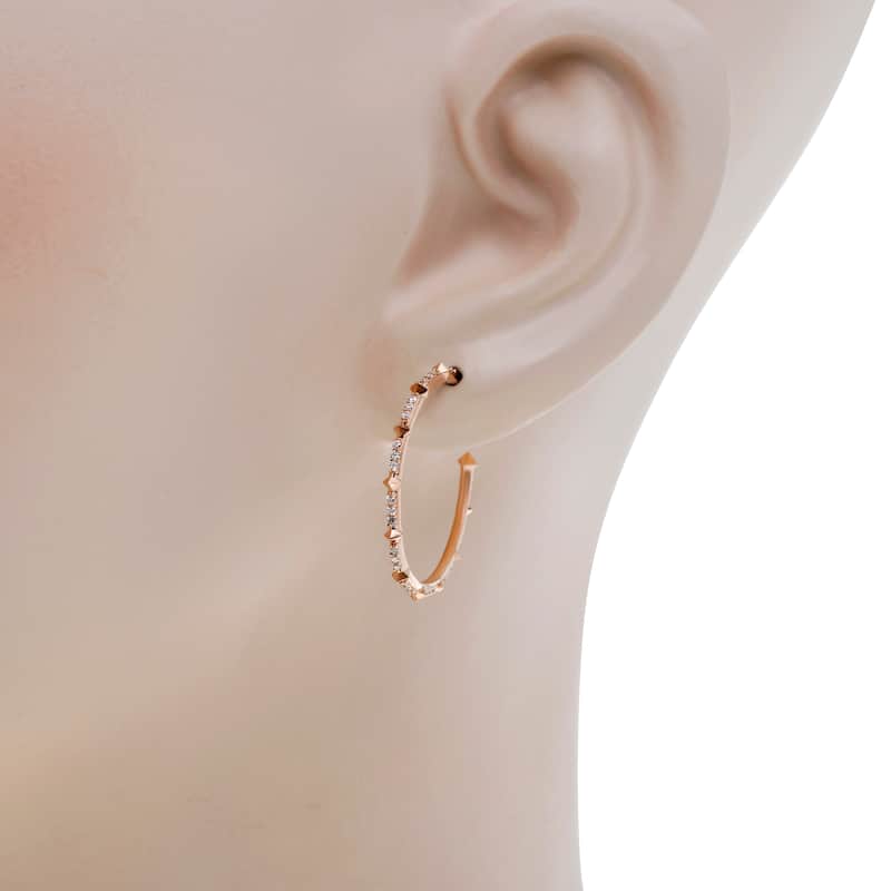 Kendra Scott Cybil 14K Rose Gold White Diamond 0.30ct. tw. Hoop Earrings - Rose Gold - 0.94"