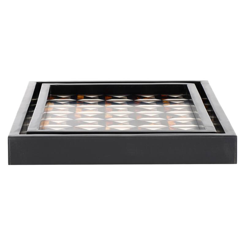 SAFAVIEH Home Ani Ivory/Brown Resin Tray Set of 2