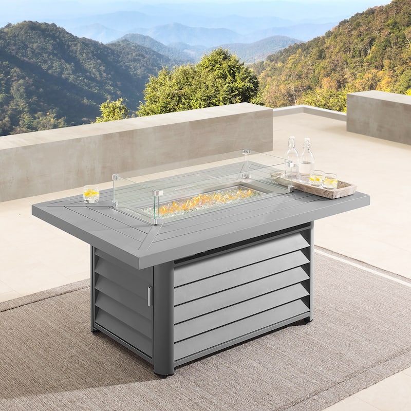 Corvus Wevok Rectangle Aluminum Propane Fire Pit Table