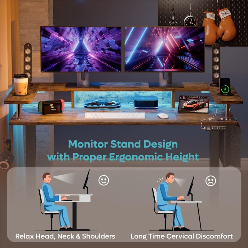 Electric Standing Desk Height Adjustable Computer Desk with Storage