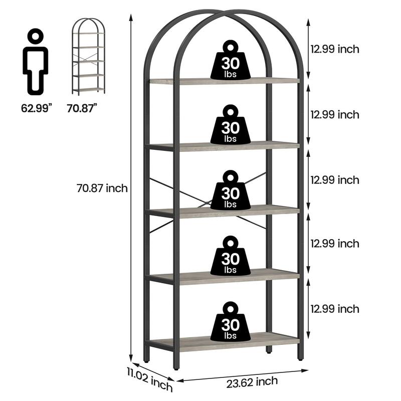 Bookshelf Tall Bookcase Arched Standing Bookshelves