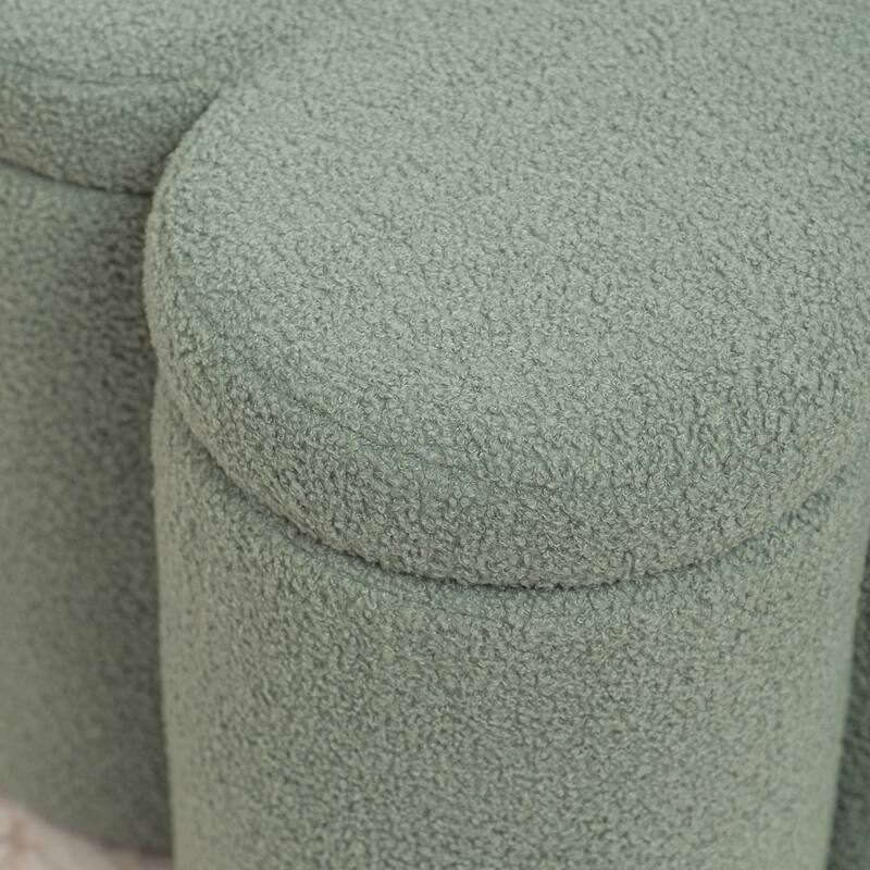 SEYNAR Modern Glam Teddy Velvet Flower Shape Storage Ottoman