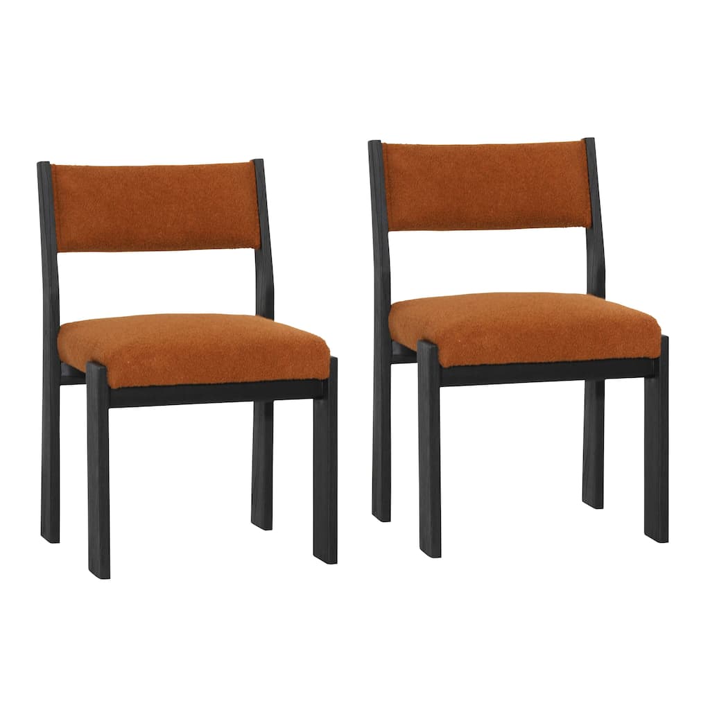 Everett Wood Upholstered Dining Chair, Rust (Set of 2)