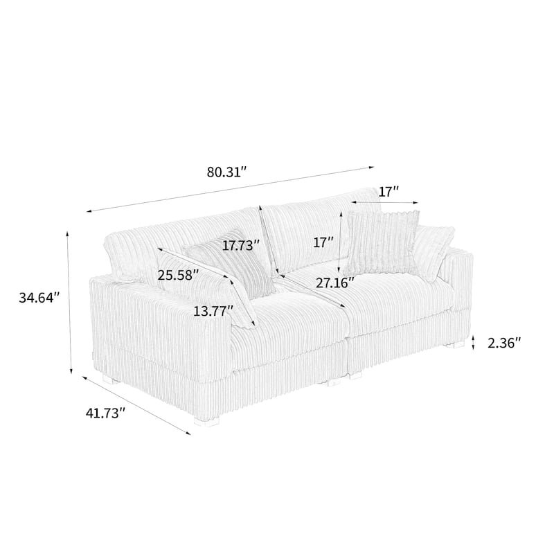 80"Plush Upholstery Loveseat Modular Sofa Couch