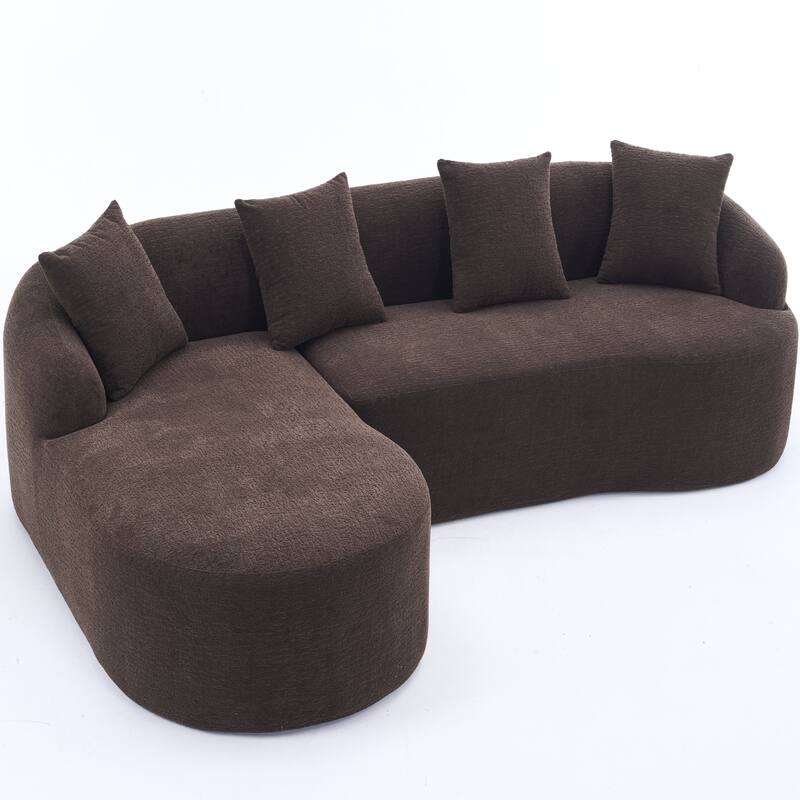 Full Compression Sponge L-Shape Sectional Sofa with Curved Chaise