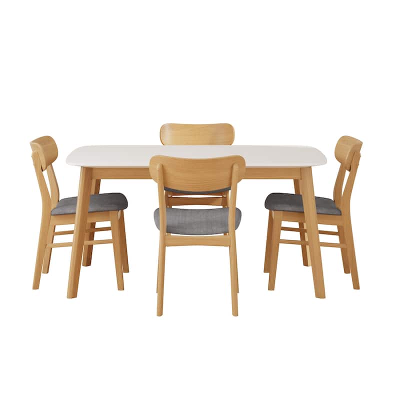 Mid-Century Modern 5-Piece Dining Table Set with Upholstered Chairs by Harper&Bright Designs