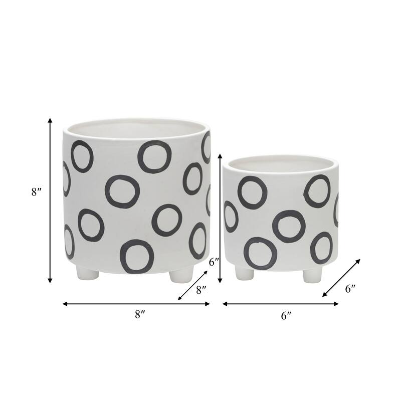 Sagebrook Home Modern Abstract Footed Ceramic Planter Set of 2
