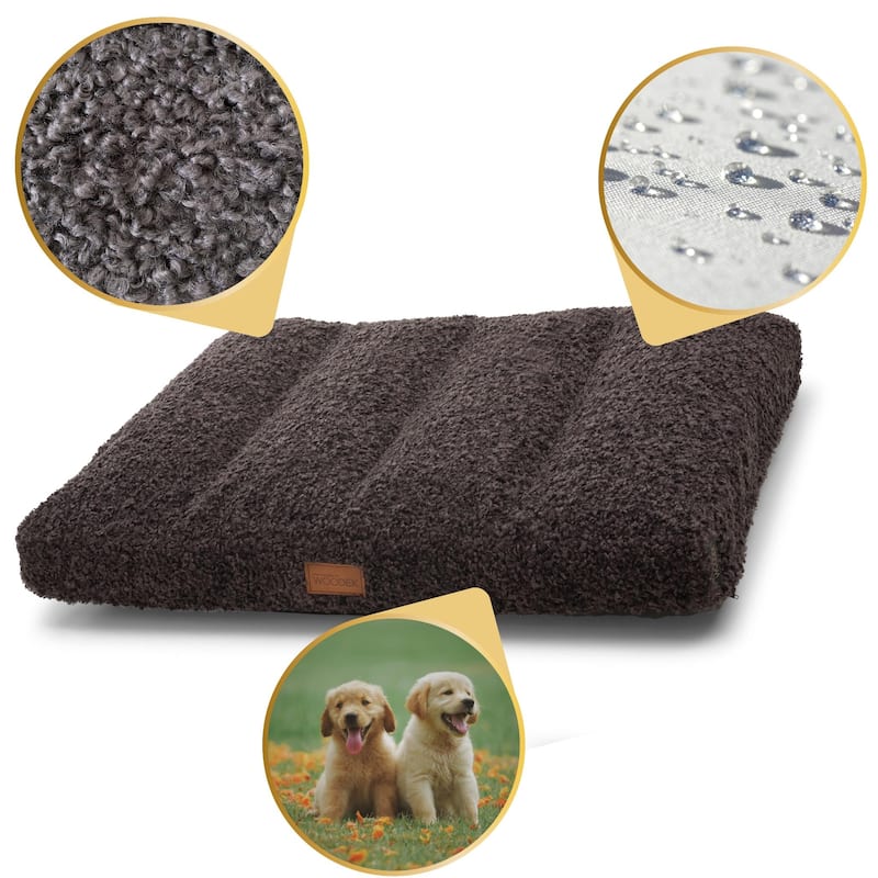 Orthopedic Pet/Dog Bed "Teddy" - M, Fluffy Dark Grey Removable & Washable Cover
