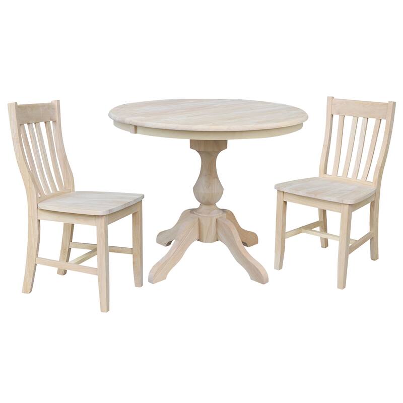 36" Round Extension Dining Table with 2 Cafe Chairs