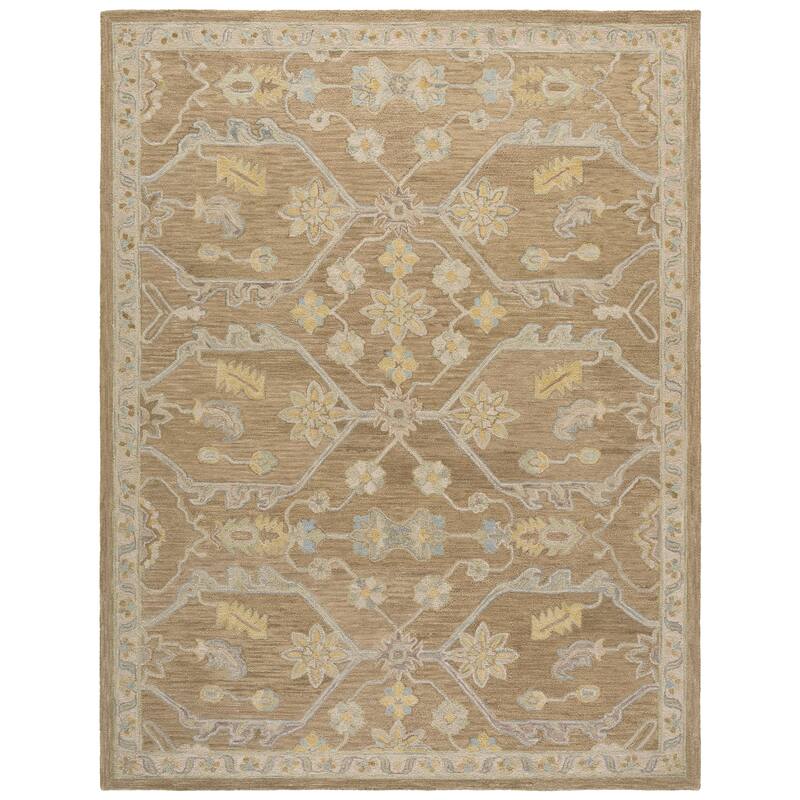 SAFAVIEH Handmade Blossom Eefke Modern Floral Wool Rug - 8' x 10' - Light Brown/Beige