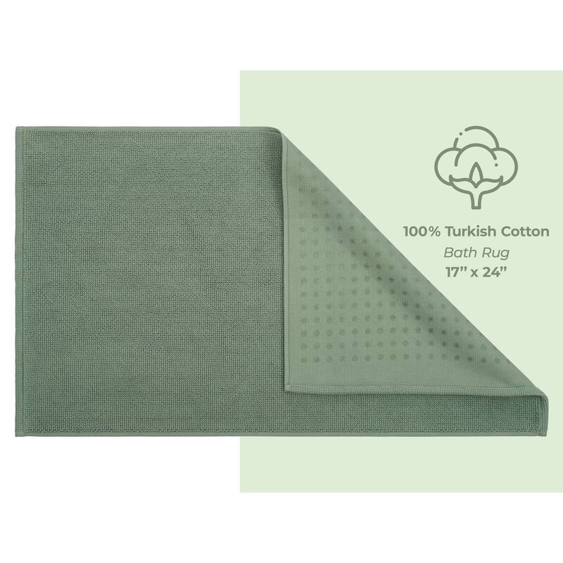 American Soft Linen 100% Cotton Bath Mat Rugs, 17x24 inches Slip Resistant Bottom Base Bath Mats for Bathroom