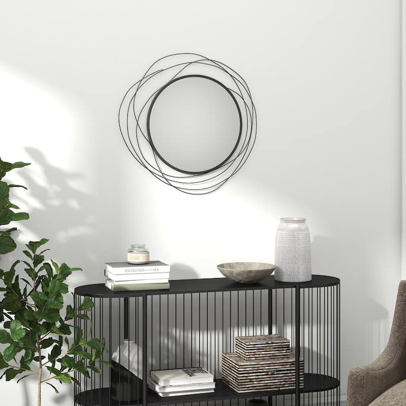 Modern Metal Wall Art Mirror Decor for Living Room Bedroom Dining Room, Gold