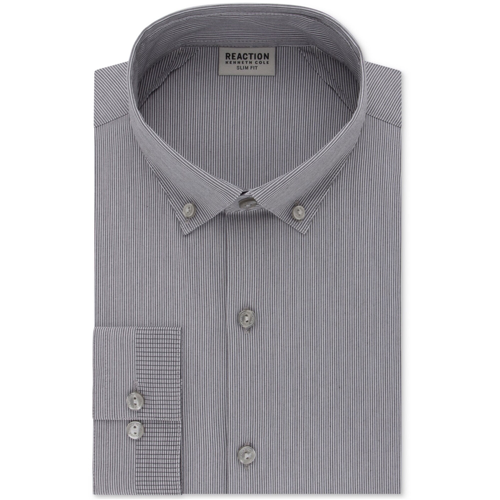 Kenneth Cole Mens Technicole Button Up Dress Shirt, Grey, 16" Neck 34"-35"  Sleeve - Bed Bath & Beyond - 41864236