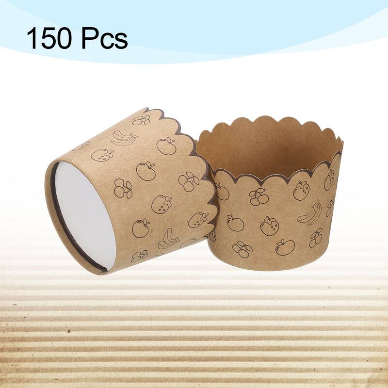 150Pcs Paper Baking Cups Brown Kraft Paper Muffins Liner Cupcake Fruit
