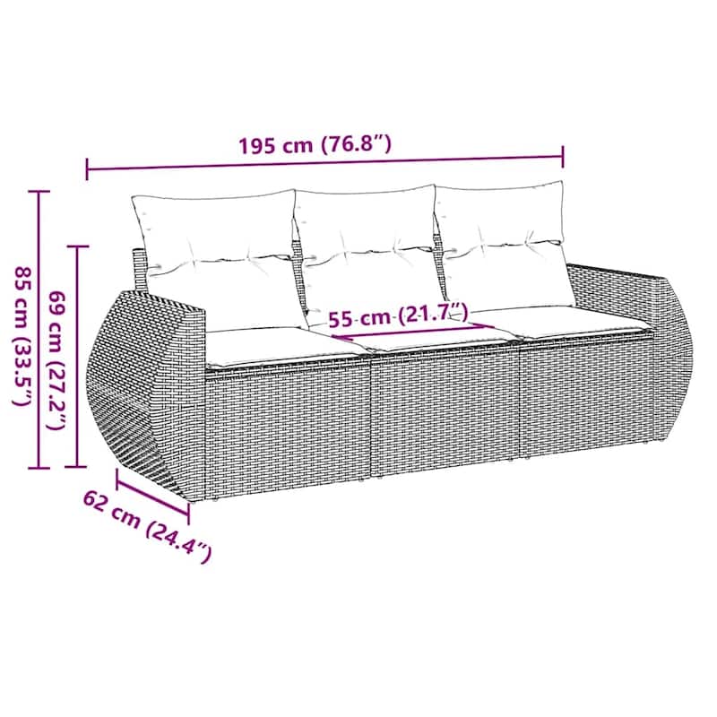 vidaXL Garden Sofa Set Black