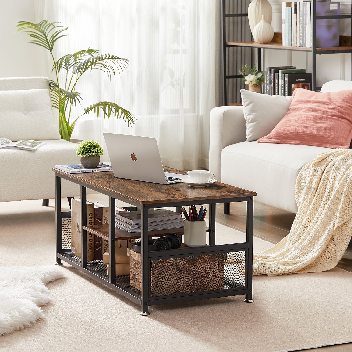 Rectangle wood coffee 2025 table with storage