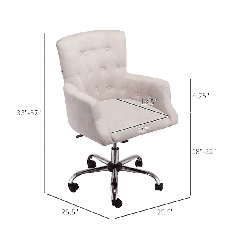 HOMCOM Swivel Computer Office Chair Button Tufted Mid Back Desk Chair for Home Study Bedroom, Carbon