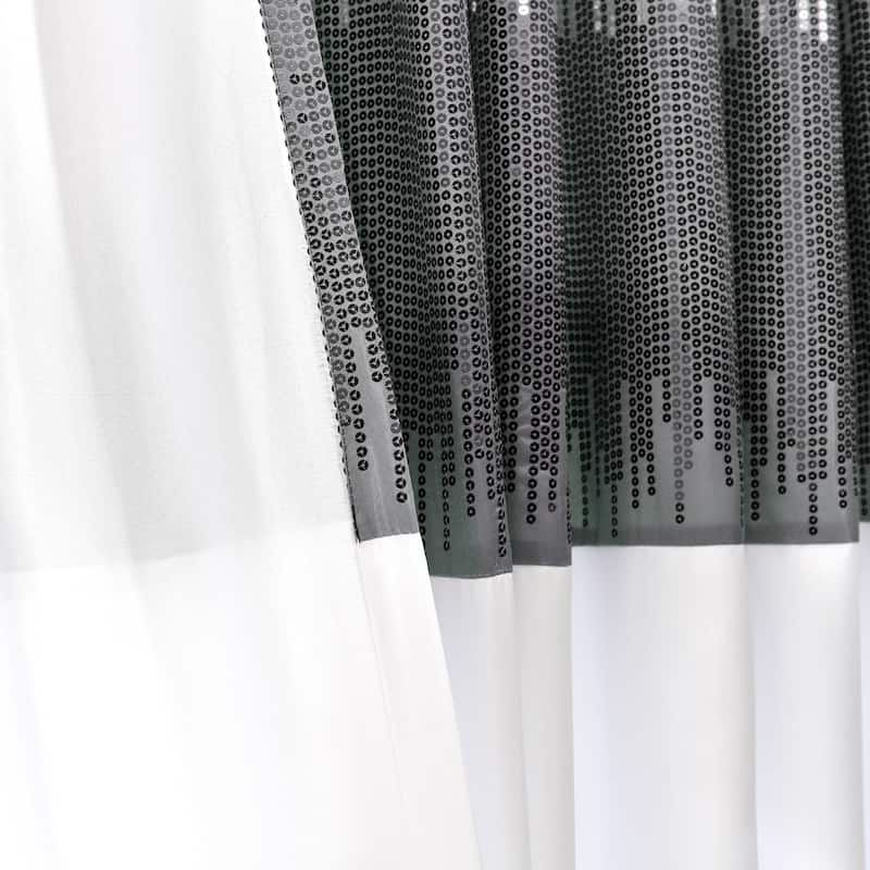 Silver Orchid Page Two-tone Faux Silk Glamorous Sequins Sparkle Single Curtain Panel