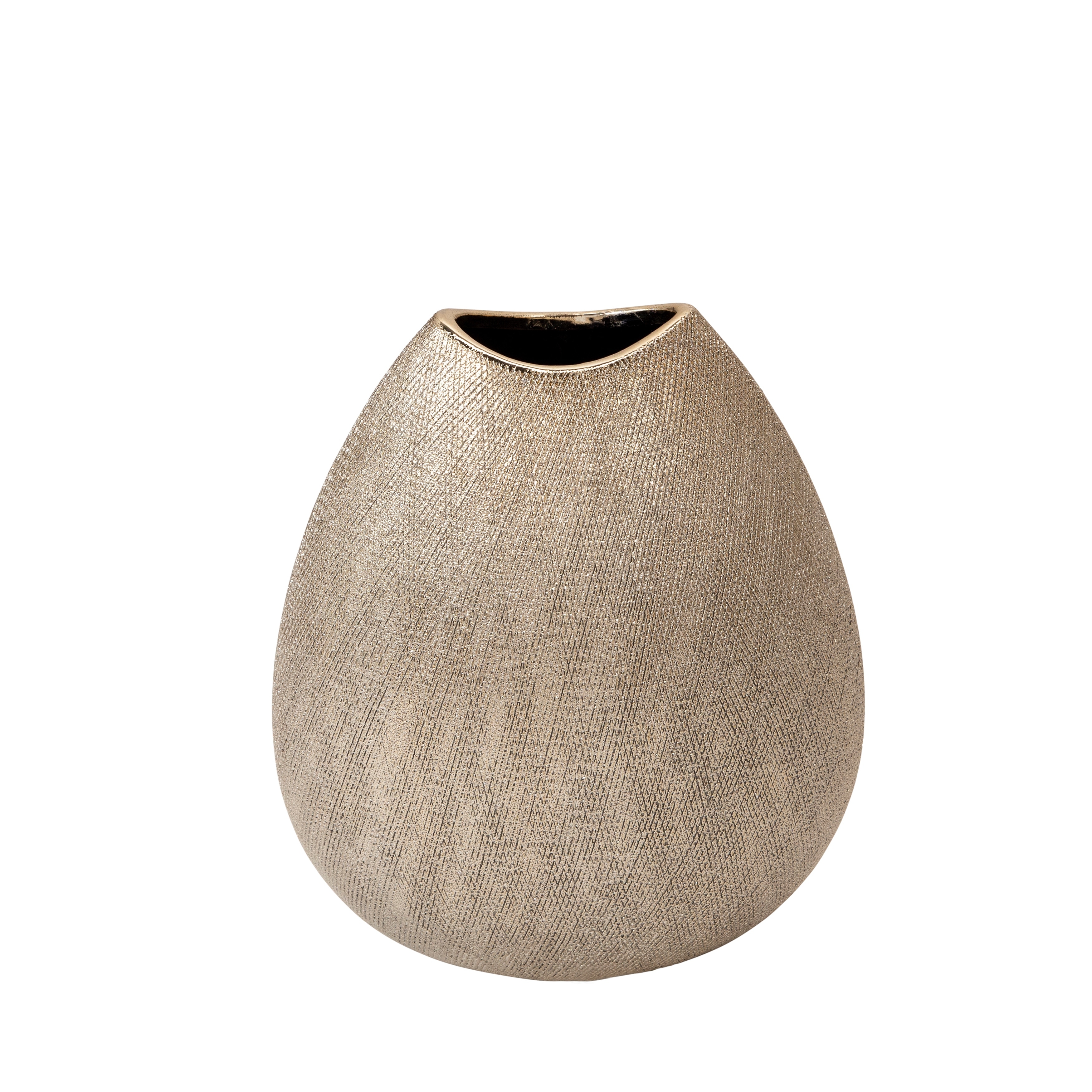 Ceramic Teardrop Textured Surface Vase - Silver
