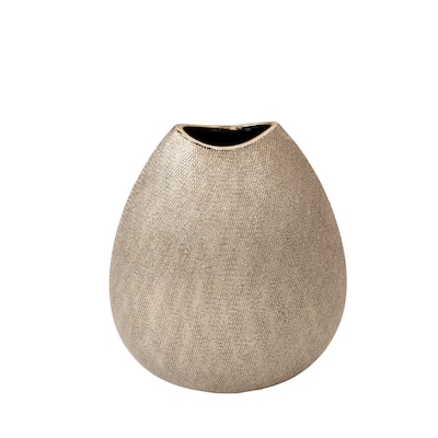 Sagebrook Home Glam Textured Organic Ceramic Table Vase, Champagne, 9 L x 5 W x 11 H